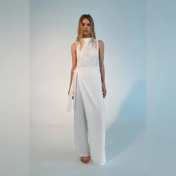 Zara jumpsuit white romper kaftan - Picture 6 of 13